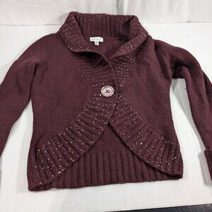 David Brooks Cardigan Sweater wool blend glitter fairy angora size Medium purple